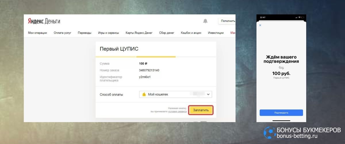 оплаты на сайте Яндекс.Деньги
