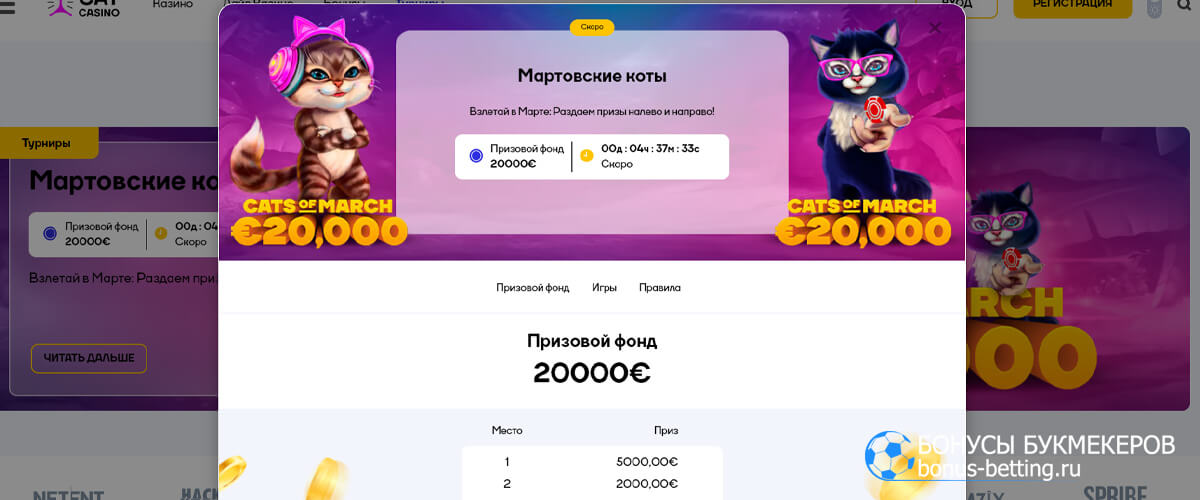 Мартовские коты в Cat casino