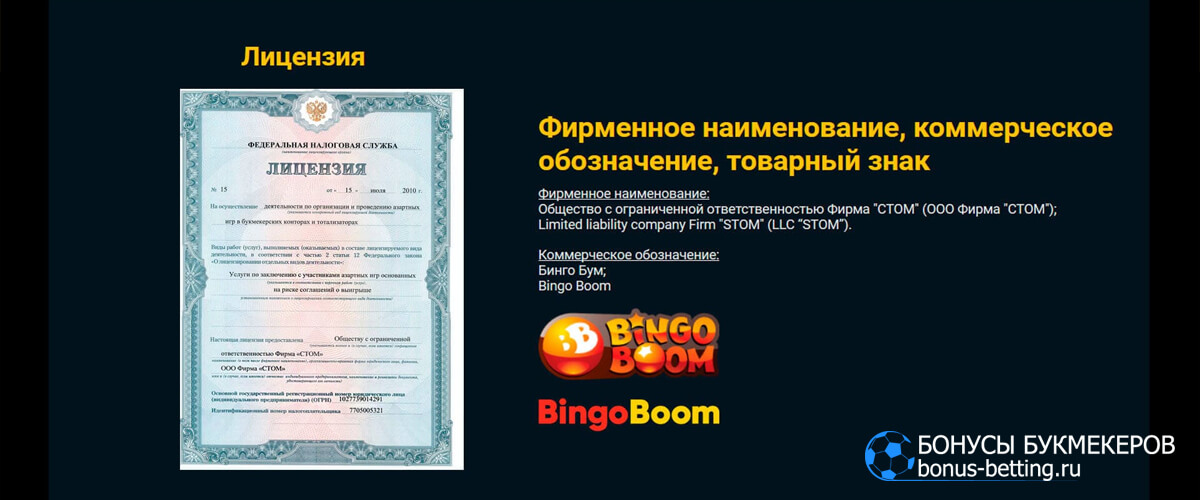 Лицензия и история компании BingoBoom