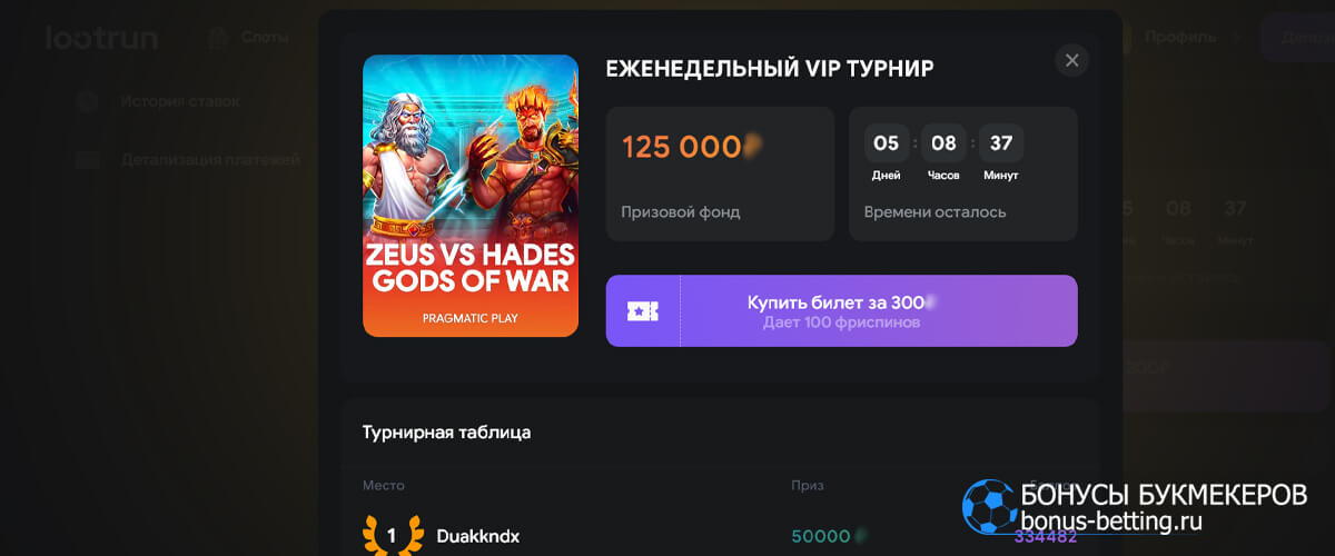 Еженедельный VIP-турнир в Lootrun