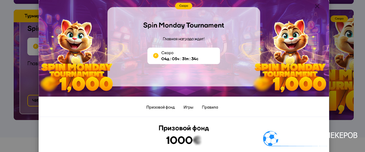 Spin Monday Tournament в Cat casino