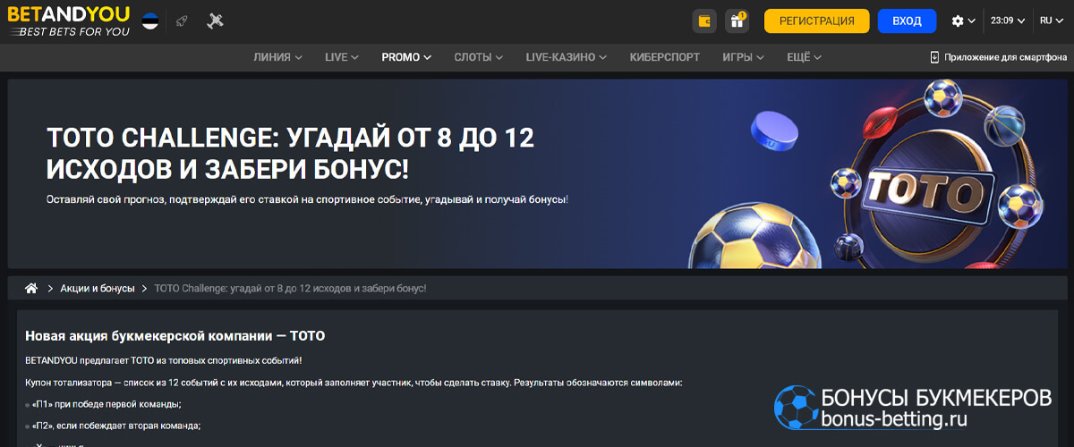 TOTO Challenge в Betandyou