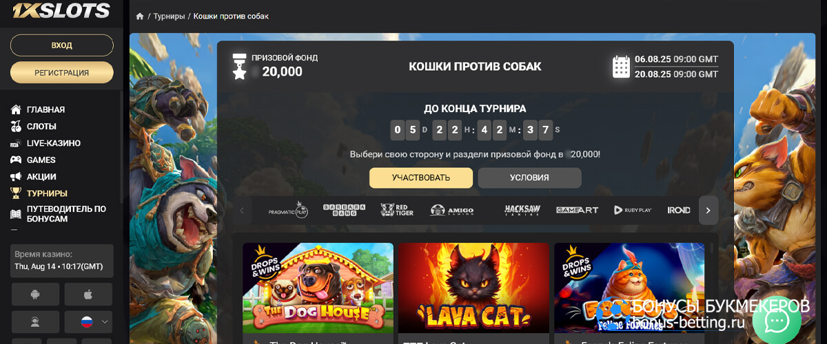 Кошки против собак в 1xSlots