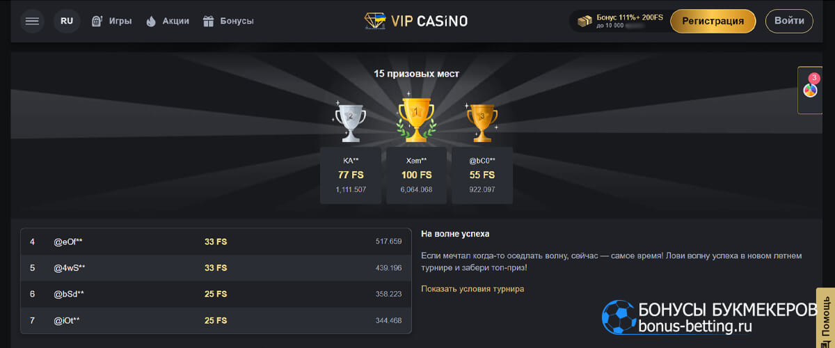 На волне успеха в VIP casino