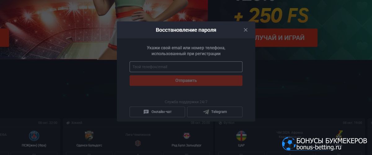Пин Ап вход после восстановления пароля