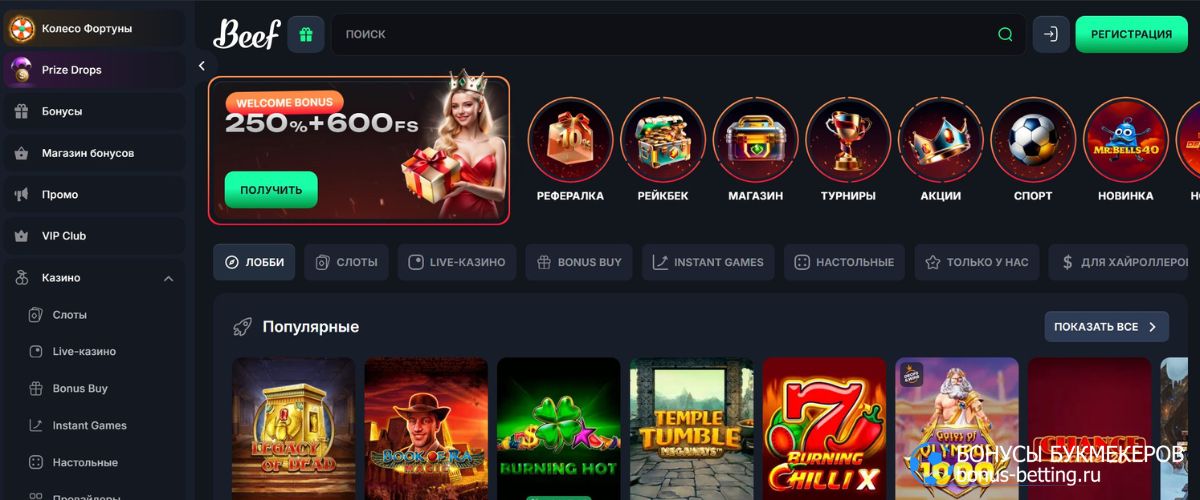 Виды слотов в Beef Casino: во что играть
